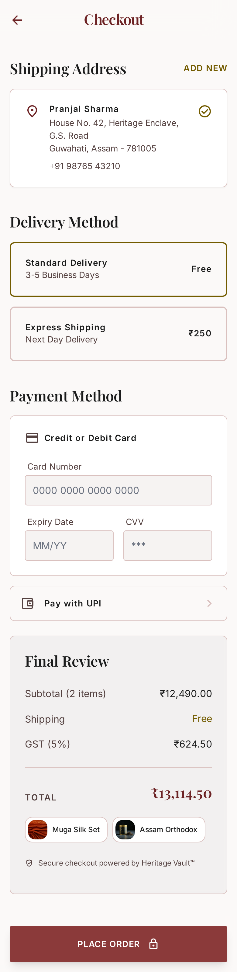 Tholuwa Checkout Flow UI Mockup