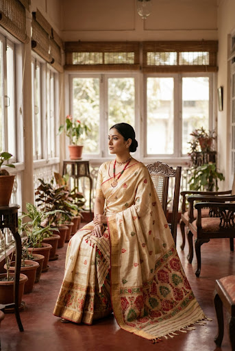 Woman in Traditional Assamese Mekhela Sador